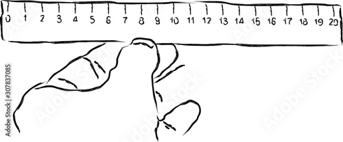 Vector illustration. Isolated silhouette ruler in hand icon measuring