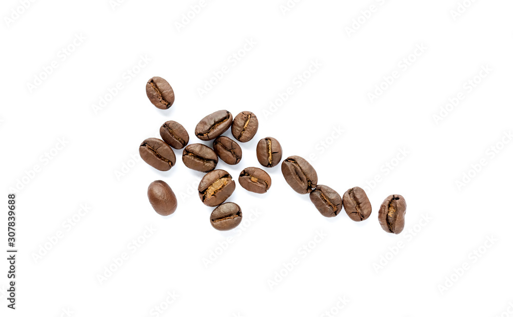 Naklejka premium Coffee beans. Isolated on a white background.