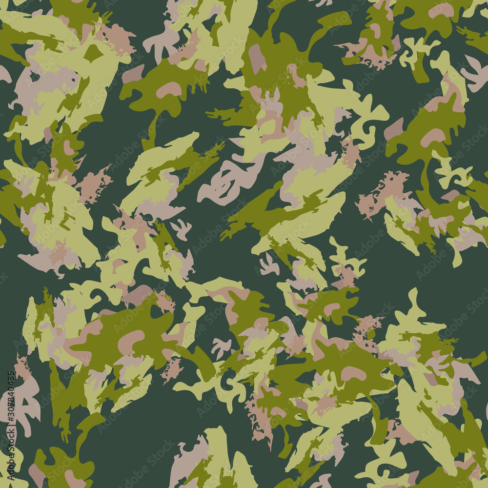 Forest camouflage of various shades of green, grey and beige colors Forest camouflage of various shades of green, grey and beige colors
