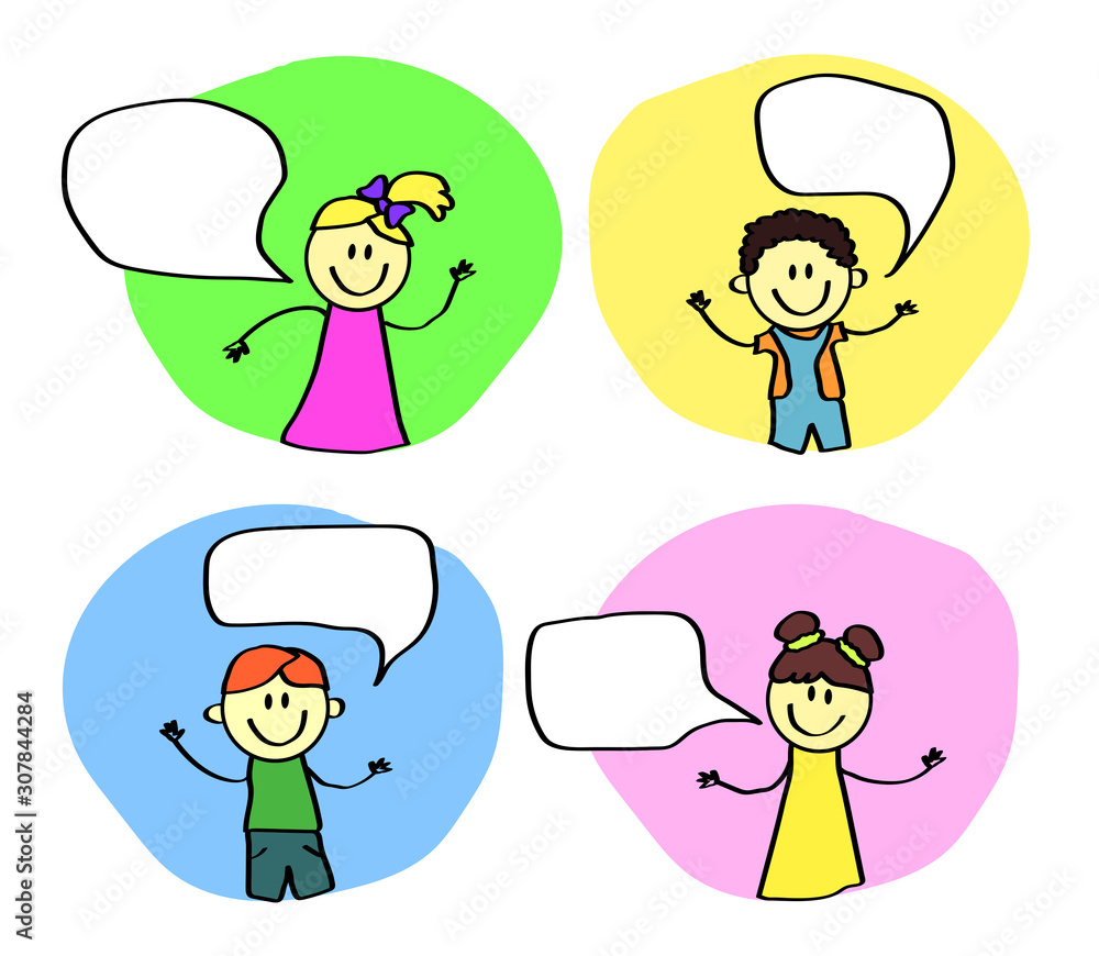 Happy talking kids on the background. Cartoon. Vector illustration. Happy talking kids on the background. Cartoon. Vector illustration.