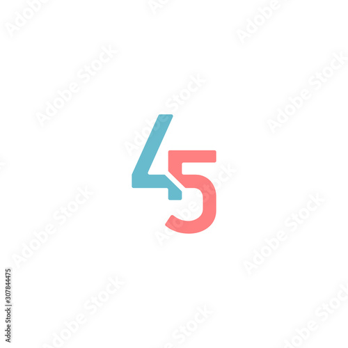 Number 45 logo design vector unique