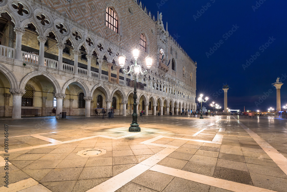 Amazing architecture of the Doges Palace on the San Marco square of Venice, Italy