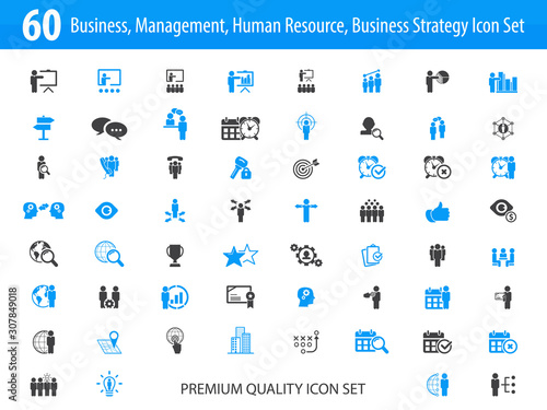 Universal business management and human resources icon set. Universal icons for web and mobile. Vector.	