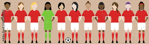 womens football soccer team in red
