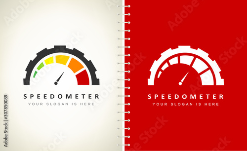 Speedometer logo vector. Design vector illustration.
