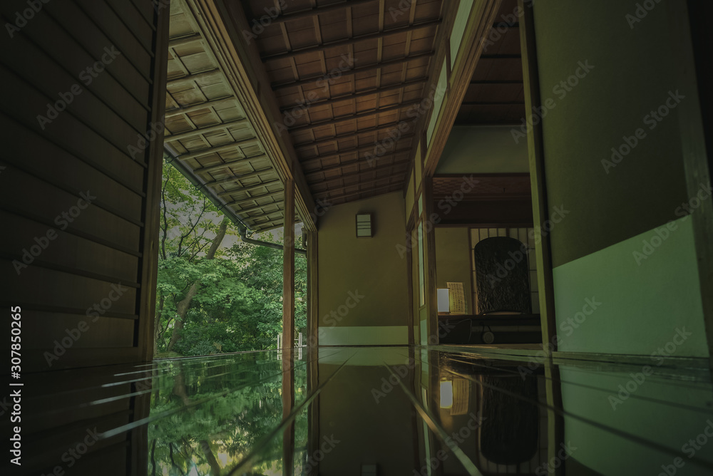 Fototapeta premium 京都 お寺 寺 紅葉 光明寺 寺社仏閣 写真素材 リフレクション 写経 お茶室