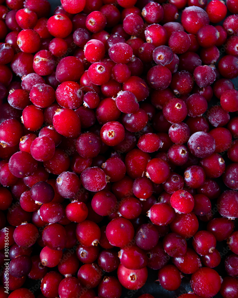 Frozen cranberries background, healthy berries Frozen cranberries background, healthy berries