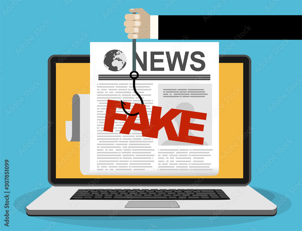 Fake news or fact scanning with magnifying glass vector illustration Fake news or fact scanning with magnifying glass vector illustration