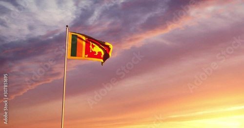 Sri Lankan flag waving shows the Democratic socialist Republic of Sri Lanka. A national banner and emblem of independence and state patriotism - 4k