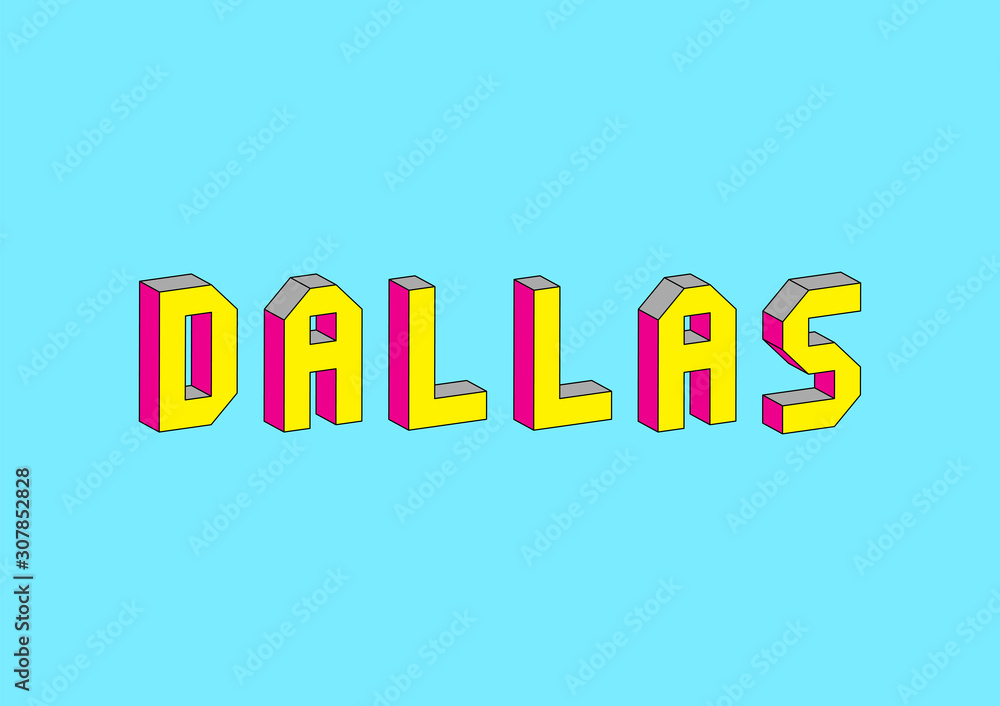Dallas text with 3d isometric effect Dallas text with 3d isometric effect