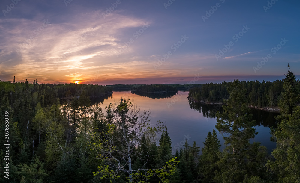 A view of beautiful Eagle Lake from the forest of Northwest Ontario, Canada.