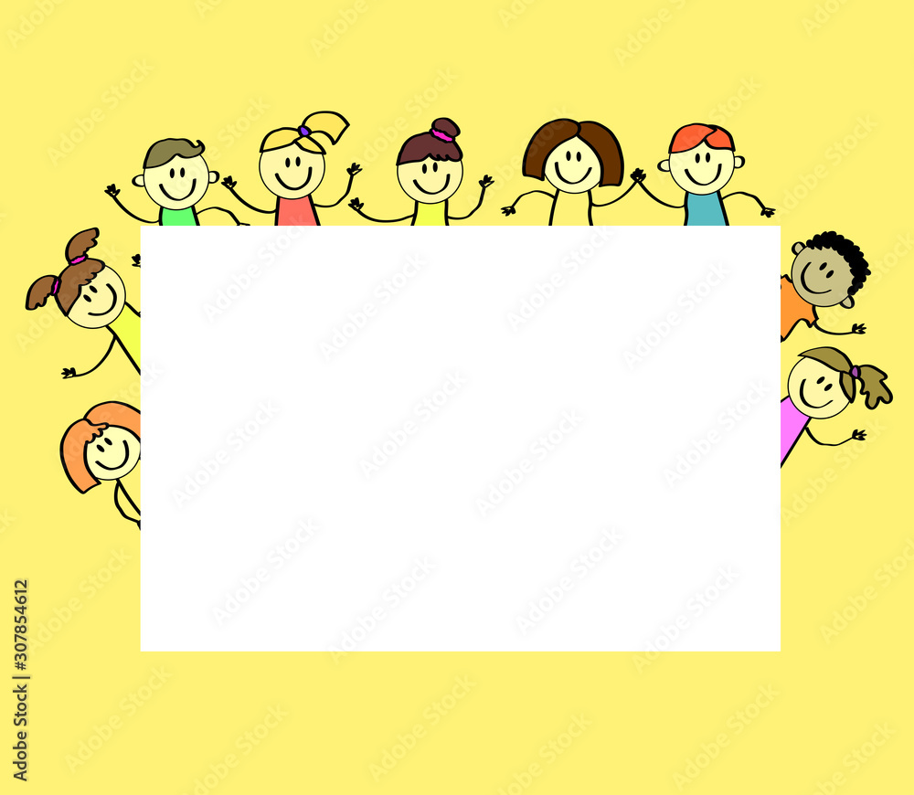 Happy kids and bkmagi leaf. Cartoon. Illustration. Happy kids and bkmagi leaf. Cartoon. Illustration.