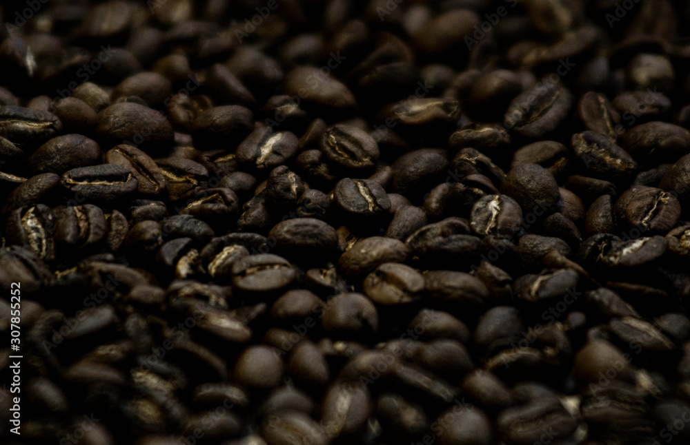 Fototapeta premium Soft image of roasted brown coffee beans.