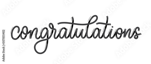 Congratulations. Card  with calligraphy. Hand drawn  modern lettering.