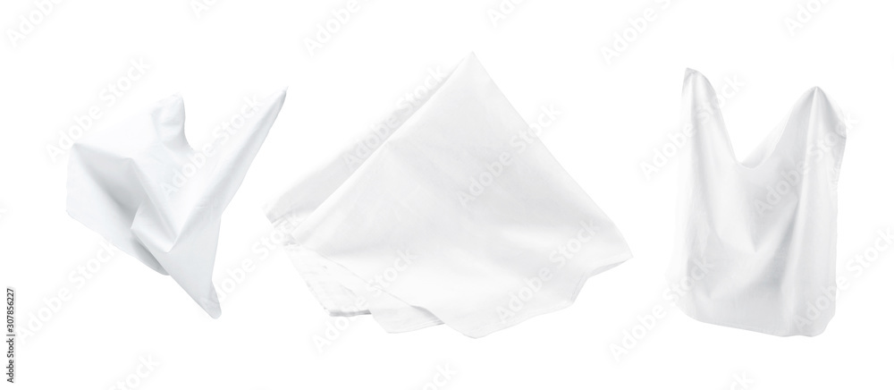 Obraz premium three white fabrics on a white background