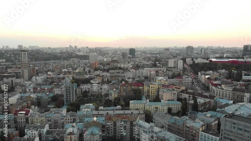 Kyiv, Ukraine. Famous travel destination Eastern Europe country. Video 4k footage. Aerial drone top vie.