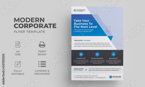 Corporate Business Flyer Template | Blue Creative Modern Poster, Brochure, Cover