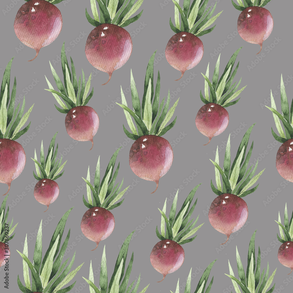 Watercolor vegetable seamless pattern on white background. Watercolor vegetable seamless pattern on white background.