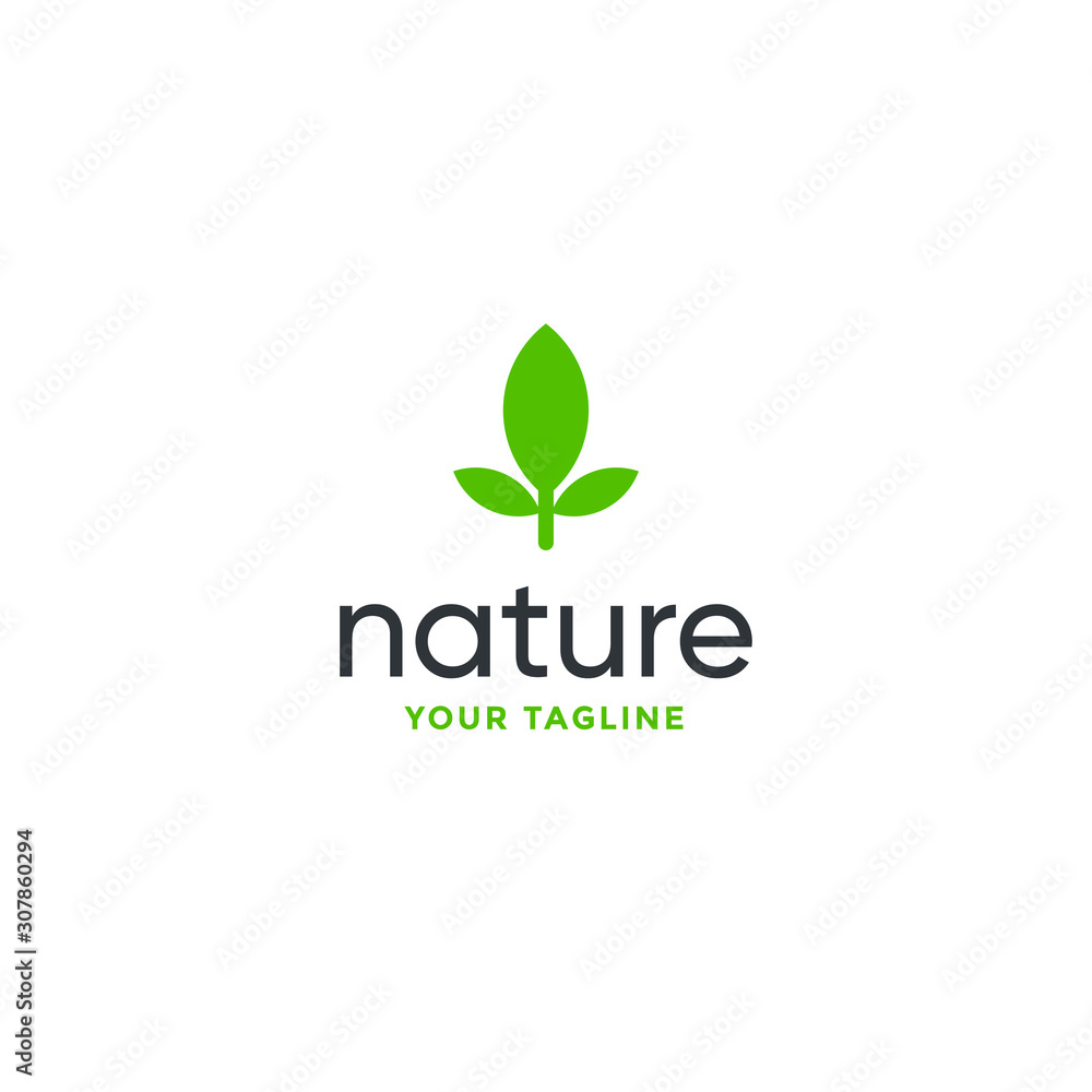 leaf nature logo design vector template on white background leaf nature logo design vector template on white background