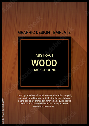 Wooden pattern bakground template with black square space for book cover, brochure, poster. Vector illustration. 