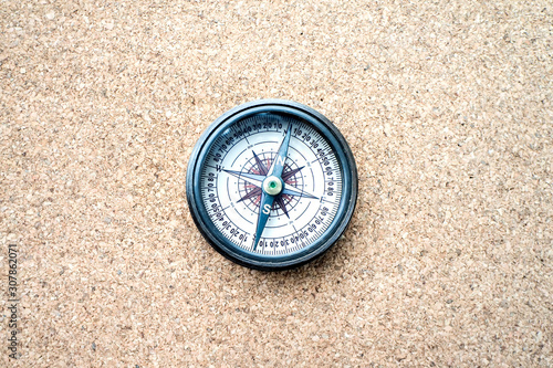 Old compass on board