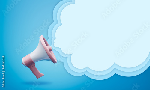 megaphone with Speech bubble 3d illustration