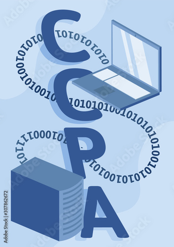 CCPA, California Consumer Privacy Act background vector illustration. USA data security, consumer personal data protection. Flat style. Vertical.