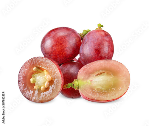 red grape isolated on white clipping path