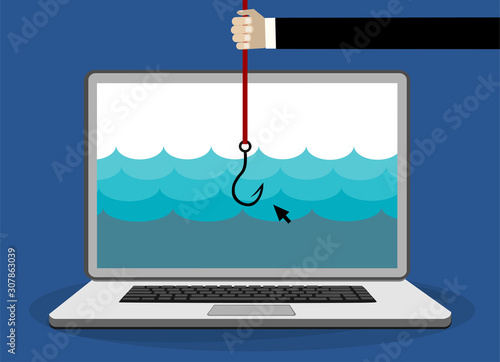 Laptop with click bait inside water 
