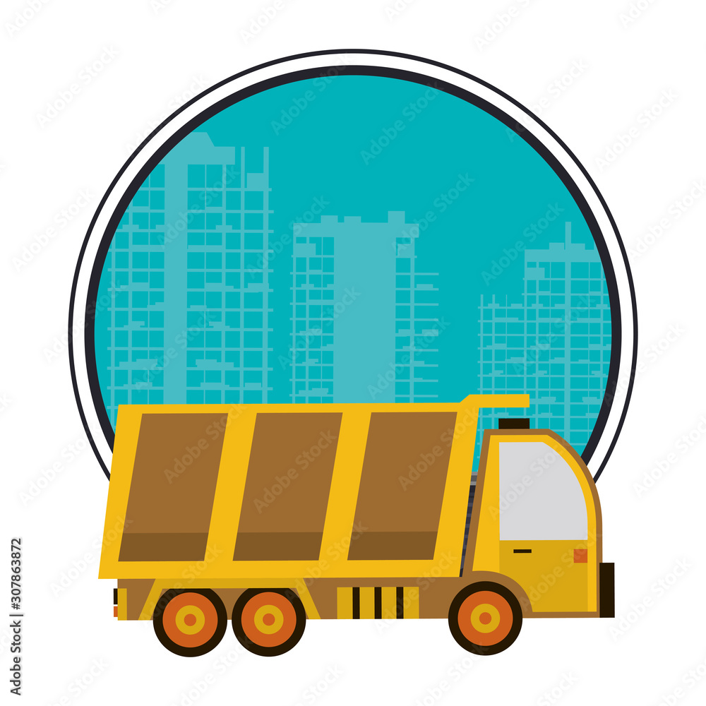 under construction scene with dump truck under construction scene with dump truck