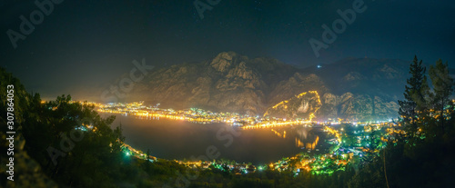 View of the night city of Kotor, Montenegro.