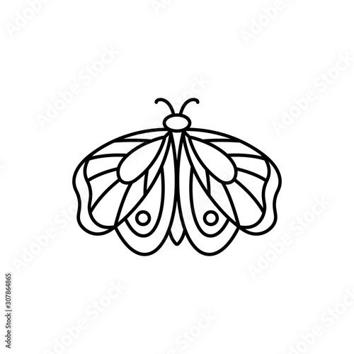 Butterfly icon in linear Minimal Trend Style. Vector Linear Insect Logos for beauty salons, manicure, massage, Spa, tattoo and hand made masters.