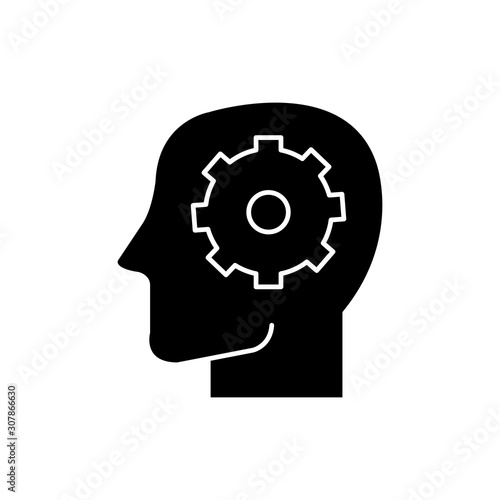 Gear inside head design, construction work repair machine part technology industry and technical theme Vector illustration
