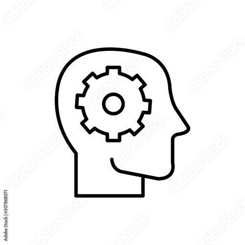 Gear inside head design, construction work repair machine part technology industry and technical theme Vector illustration