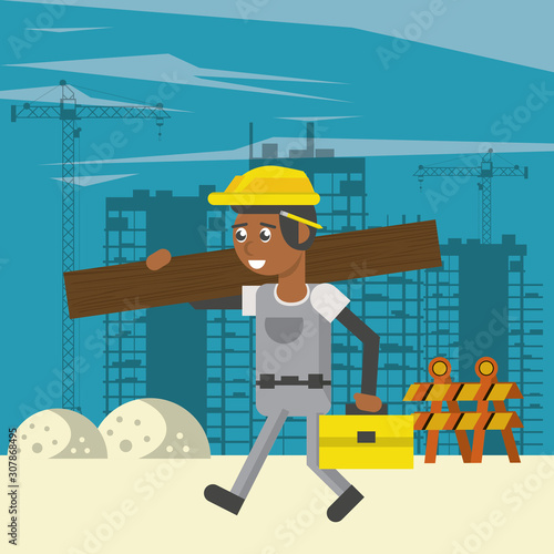 man builder working under construction scene