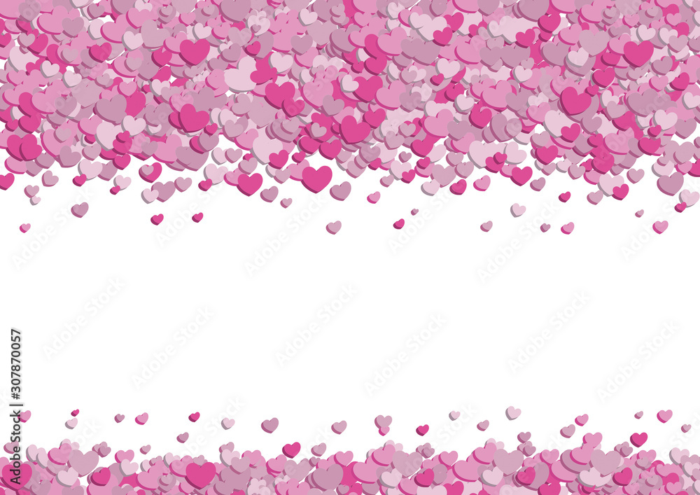 Pink colorful confetti paper punch heart shaped valentine's day greeting top bottom frame template Pink colorful confetti paper punch heart shaped valentine's day greeting top bottom frame template