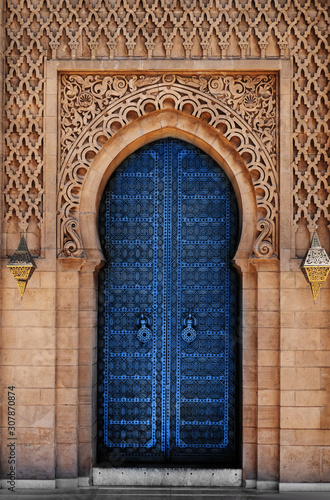 Arabic oriental styled door Classic Blue Pantone color in Morocco