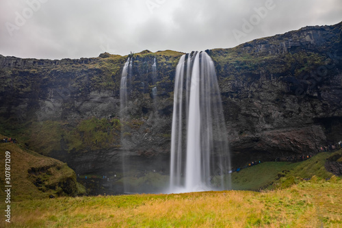 Wonderful landscape from Seljalandsfoss Waterfall in Iceland. September 2019