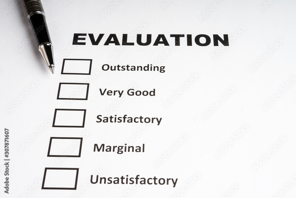 Checklist performance evaluation with black pen Checklist performance evaluation with black pen