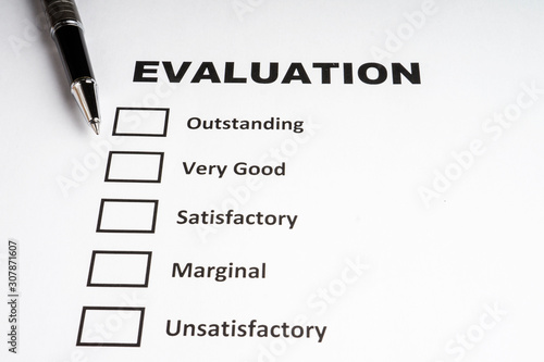 Checklist performance evaluation with black pen