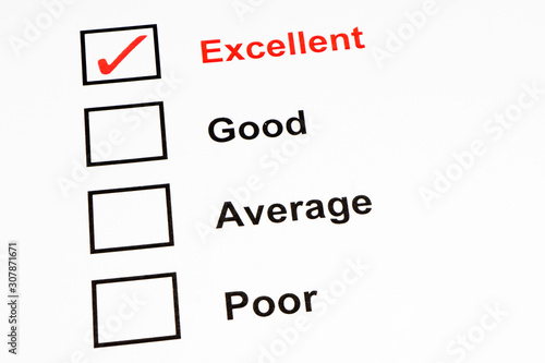 Tick Excellent for performance checklist