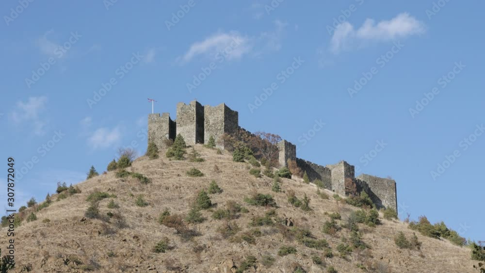 Serbian Maglic fortress from 13th-century on top of the hill 4K video Serbian Maglic fortress from 13th-century on top of the hill 4K video