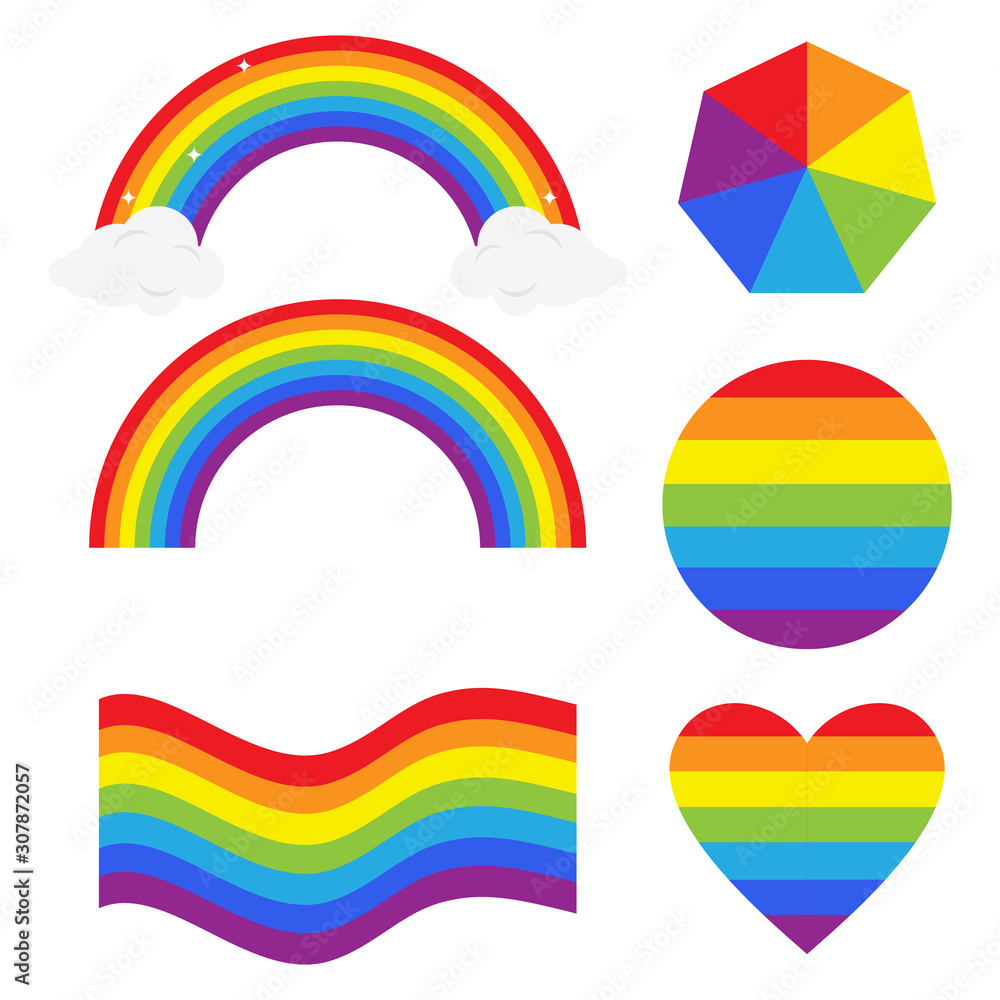 Rainbow, geometric shapes in the colors of the rainbow. Rainbow vector illustration in flat design. Rainbow, geometric shapes in the colors of the rainbow. Rainbow vector illustration in flat design.
