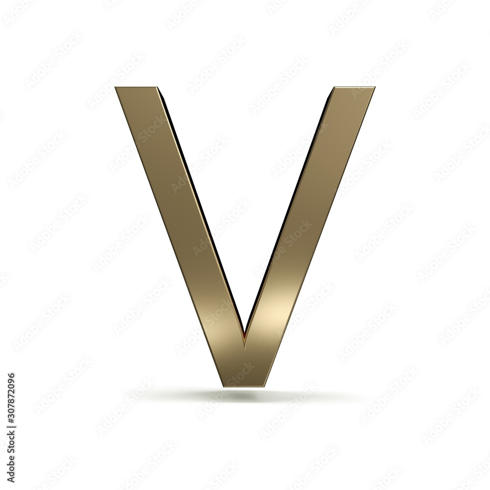 3d letter collection with white background.letter V 3d letter collection with white background.letter V