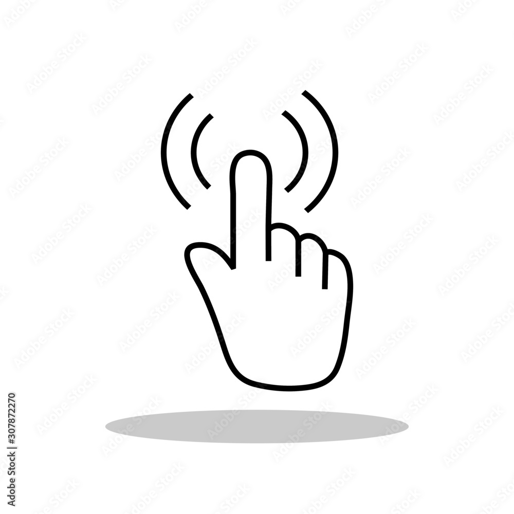 Obraz premium aiming, app, background, black, button, choice, choose, click, clicking, communication, computer, concept, connection, cursor, design, digital, display, finger, flat, gesture, hand, here, icon, illust