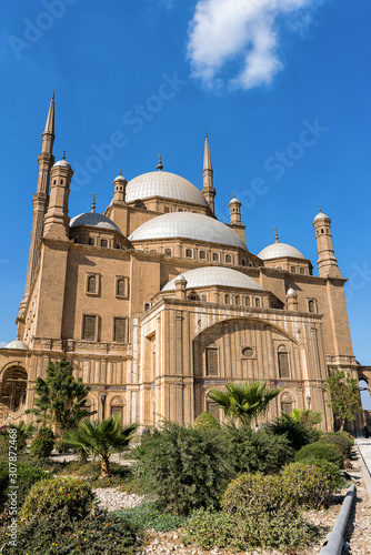 blue mosque muhammad ali in cairo egypt downtown
