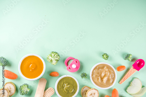 Colorful baby food puree