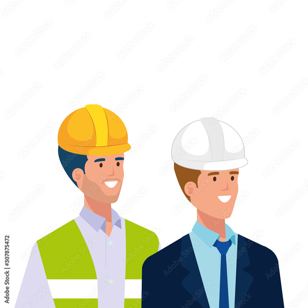 Builder and architect man design, Construction work repair reconstruction industry build and project theme Vector illustration Builder and architect man design, Construction work repair reconstruction industry build and project theme Vector illustration