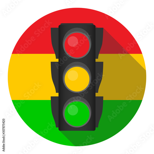 Traffic light, traffic light icon. Cartoon illustration of a traffic light.