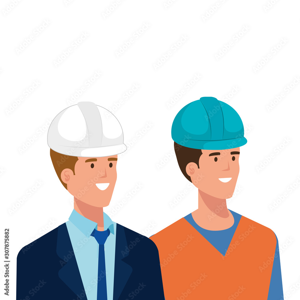 Builder and architect man design, Construction work repair reconstruction industry build and project theme Vector illustration Builder and architect man design, Construction work repair reconstruction industry build and project theme Vector illustration